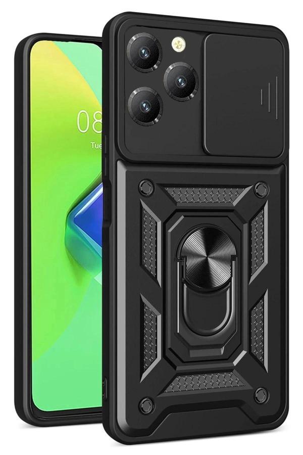 İnfinix Hot 40 Pro Kılıf Pars Lens Yüzüklü Silikon - Siyah-(5796) - Image 1