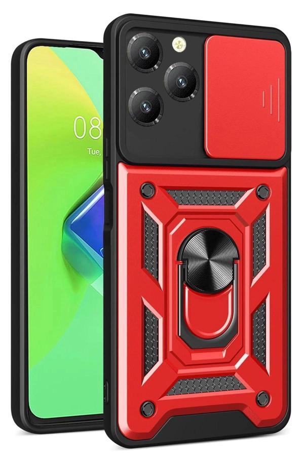 İnfinix Hot 40 Pro Kılıf Pars Lens Yüzüklü Silikon - Kırmızı-(5796) - Image 1