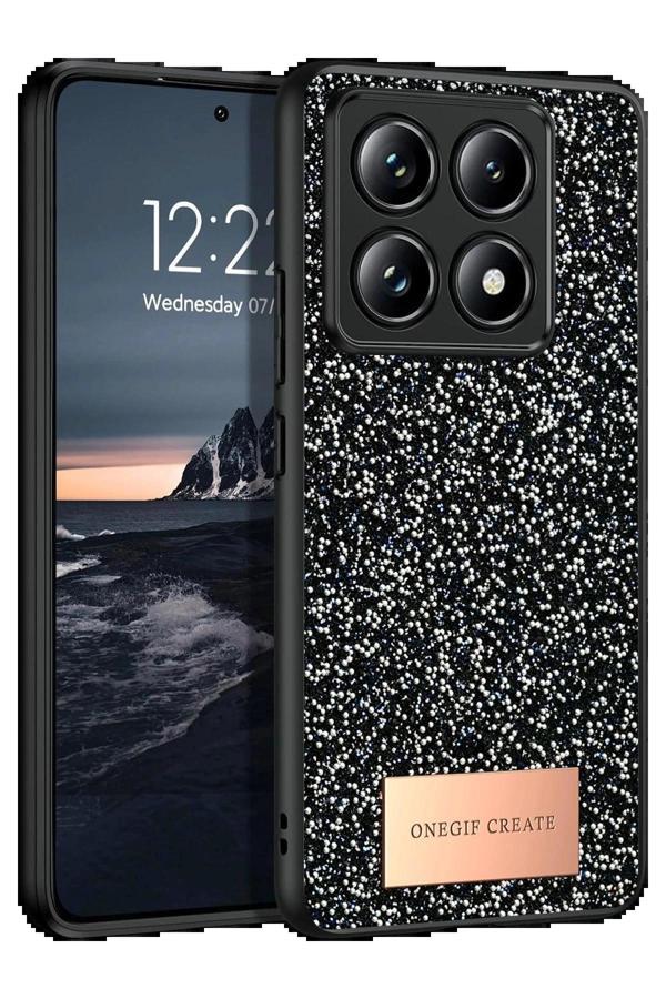 Xiaomi Mi 14T Pro Bright Simli Kapak - Siyah-(5796) - Image 1