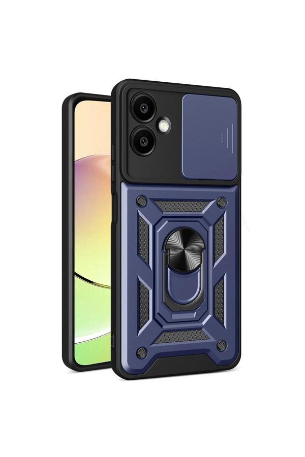 Samsung Galaxy A06 Kılıf Pars Lens Yüzüklü Silikon - Lacivert-(5796) - Image 1