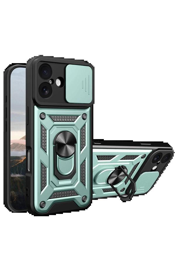 Apple iPhone 17 Pars Lens Yüzüklü Silikon - Yeşil-(5796) - Image 1