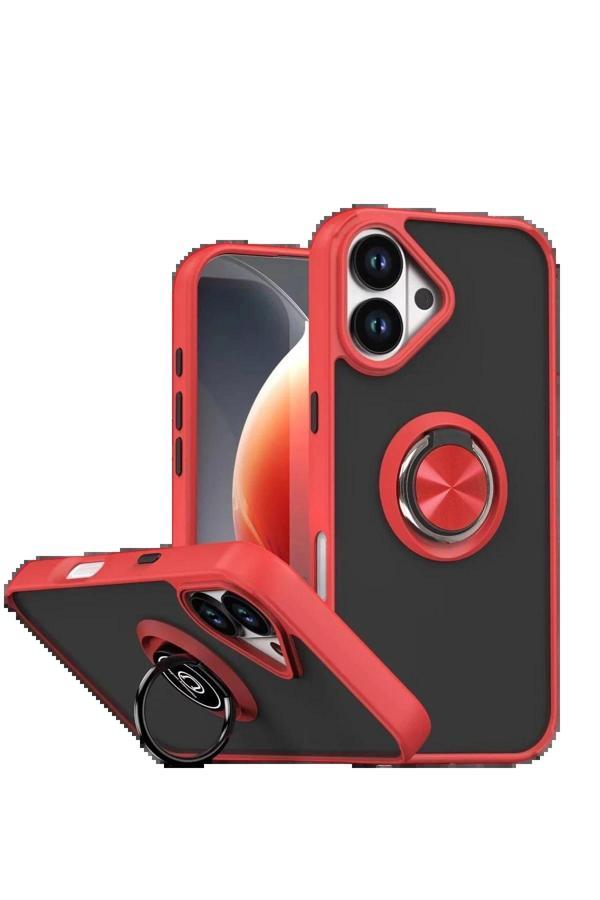 Apple iPhone 17 Montreal Yüzüklü Silikon Kapak - Kırmızı-(5796) - Image 1