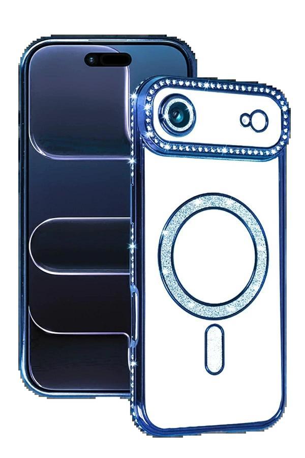 Apple iPhone 17 Air Joke Simli Magneticsafe Kılıf - Mavi-(5796) - Image 1