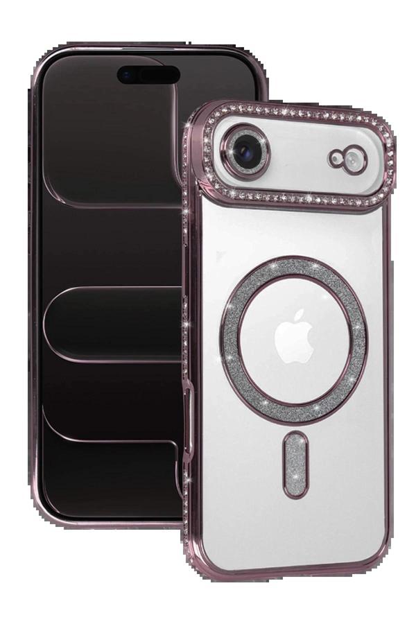 Apple iPhone 17 Air Joke Simli Magneticsafe Kılıf - Pembe-(5796) - Image 1