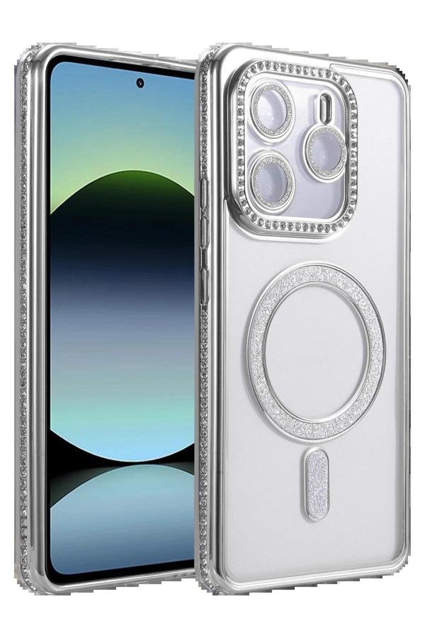 Xiaomi Redmi Note 14 4G Joke Simli Magneticsafe Kılıf - Gümüş-(5796) - Image 1