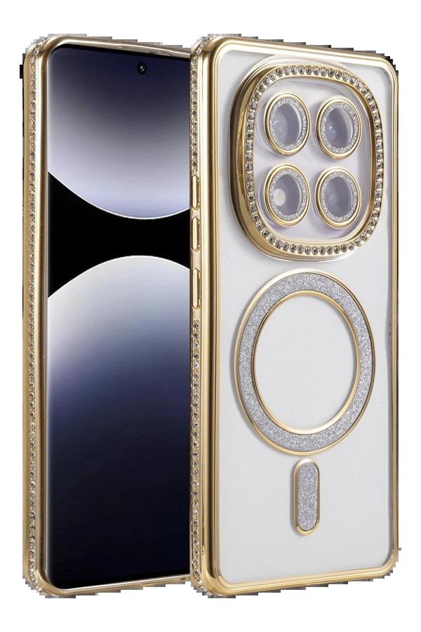 Xiaomi Redmi Note 14 Pro 4G Joke Simli Magneticsafe Kılıf - Gold-(5796) - Image 1