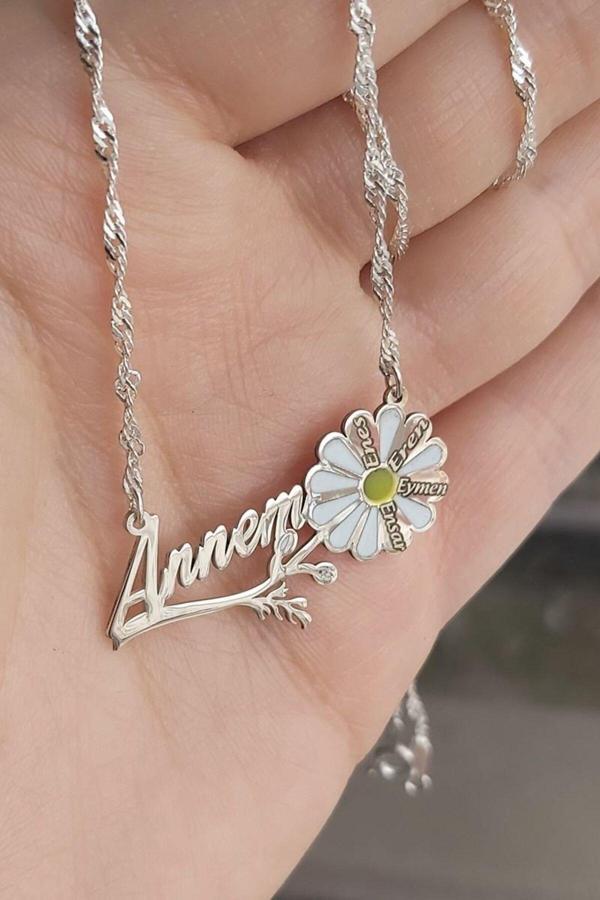 925 Ayar Gümüş İsimli Papatya Kolye - Image 1