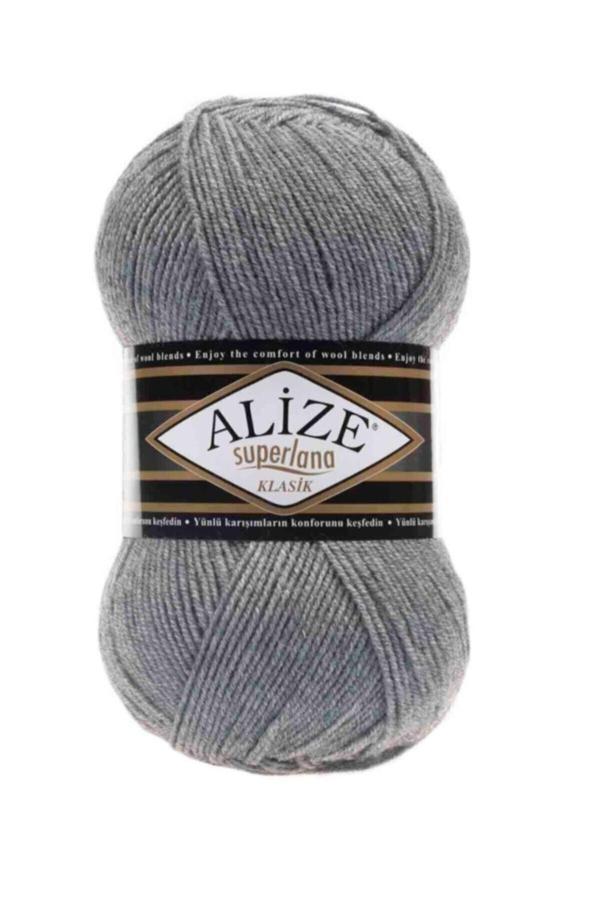 Alize ( 5 Adet ) Superlana Klasik 21 Gri El Örgü Iplikleri Yelek Hırka Ipi Atkı Kazak Ipliği - Image 1