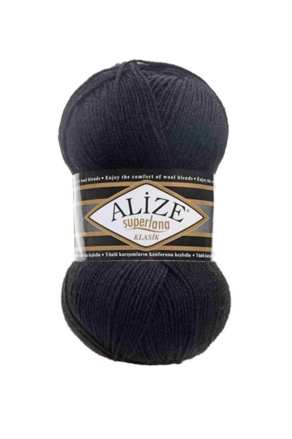 Alize ( 5 Adet ) Superlana Klasik 60 Siyah El Örgü Iplikleri Yelek Hırka Ipi Atkı Kazak Ipliği - Image 1