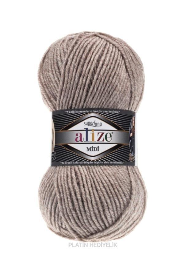 Alize ( 5 Adet ) Superlana Midi 207 Sütlü Kahve El Örgü Iplikleri Yelek Hırka Ipi Atkı Kazak Ipliği - Image 1