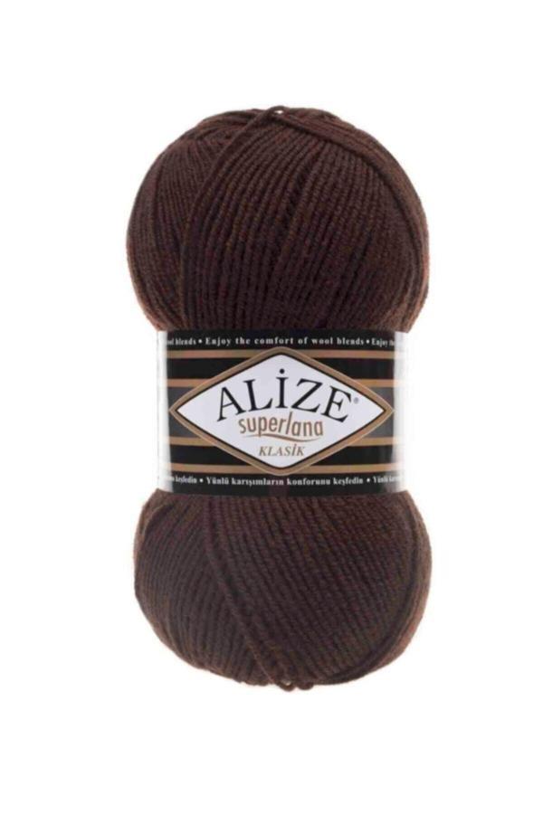Alize ( 5 Adet ) Superlana Klasik 26 Kahve El Örgü Iplikleri Yelek Hırka Ipi Atkı Kazak Ipliği - Image 1