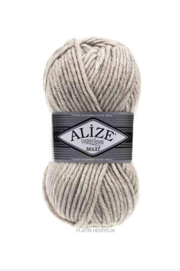Alize ( 5 Adet ) Superlana Maxi 152 Bej El Örgü Iplikleri Yelek Hırka Ipi Atkı Kazak Ipliği - Image 1