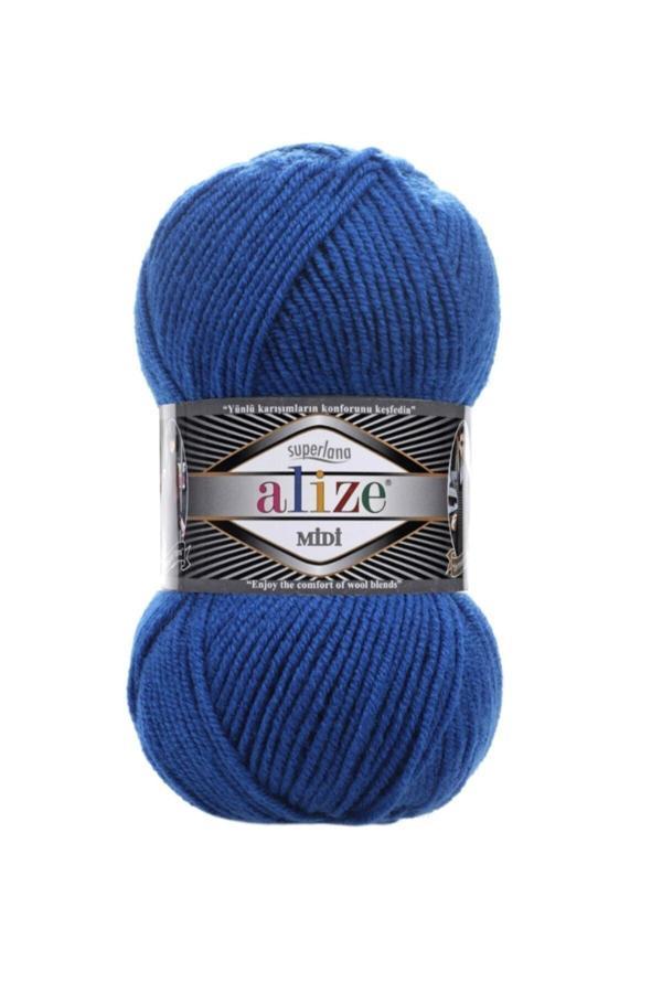 Alize ( 5 Adet ) Superlana Midi 141 Saks El Örgü Iplikleri Yelek Hırka Ipi Atkı Kazak Ipliği - Image 1