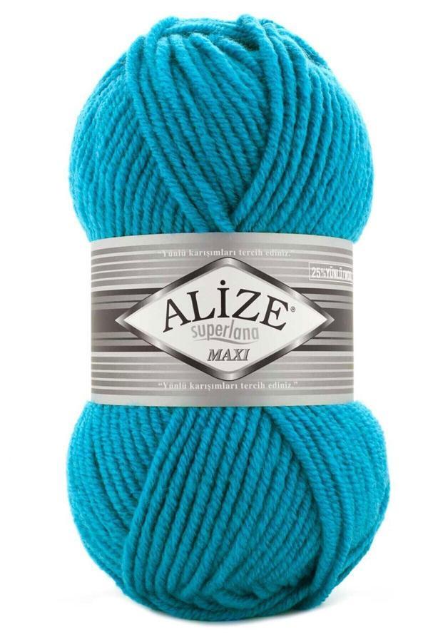Alize 5 Adet Süperlana Maxi Turkuaz 484 Kalın El Örgü Ipi Yelek Hırka Ipi Atkı Bere Kazak İpliği - Image 1