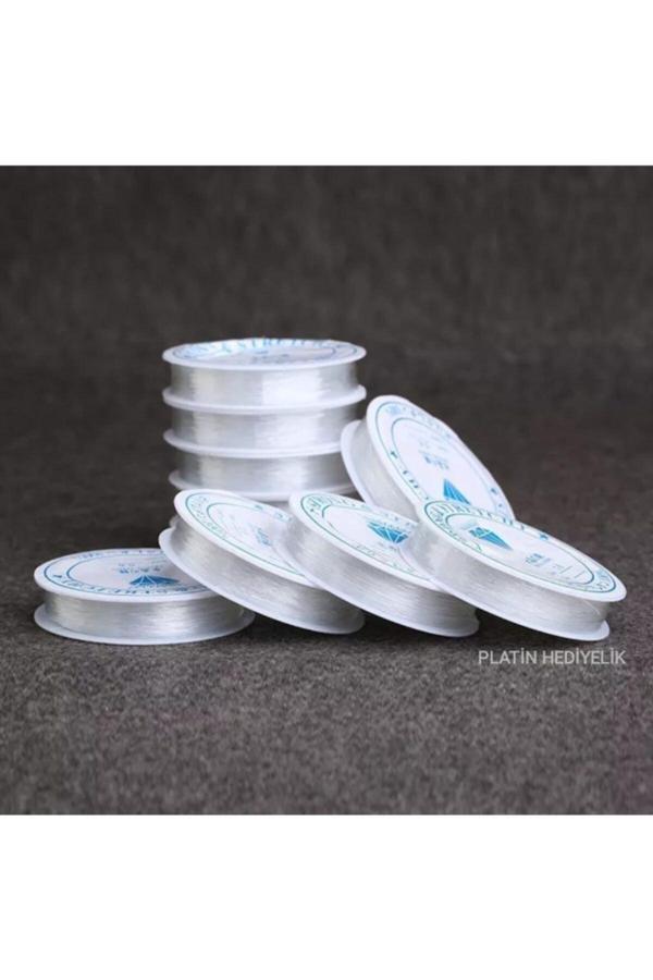 Platin Hediyelik 10 Adet 07 Mm Esnek Bileklik Ipi Şeffaf Lastik Misina Ipi - Image 1
