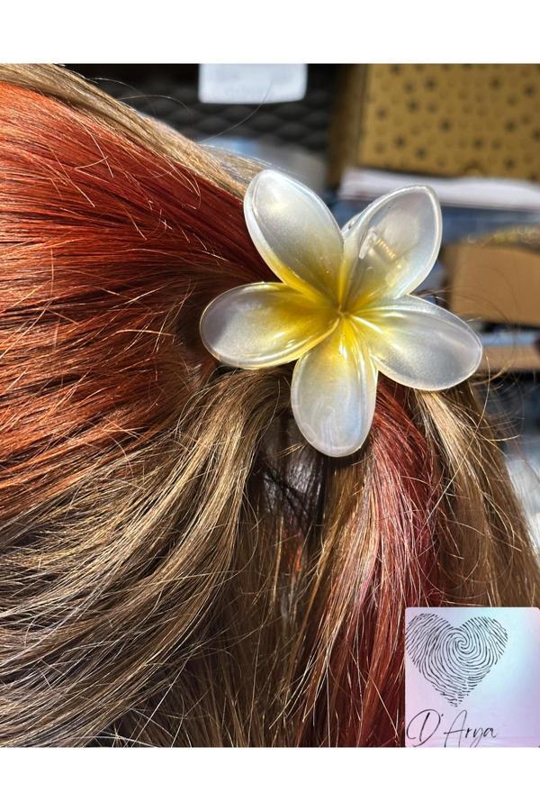 Darya Dd405 Sarı Lotus Çiçeği Mandal Saç Tokası (8 Cm) - Image 1