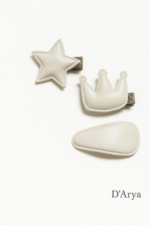 Darya Dd438 Nude Beyaz Krem Yıldız-Taç-Toka Seti (3’Lü) - Image 1