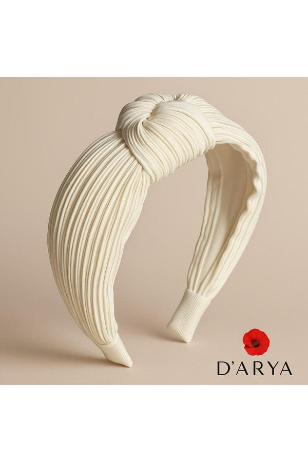 Darya Dd471 Beyaz Piliseli Düğüm Saten Taç Düğün Nikah Abiye - Image 1