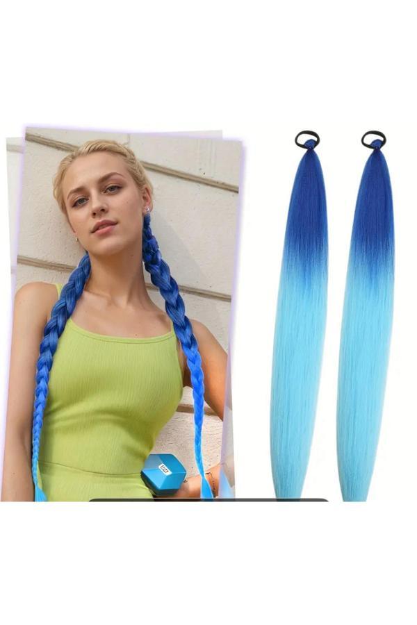 Darya Dd457 Deniz Kızı Renkli Afrika Brezilya Rasta Örgü Ombre Sentetik Postiş Saç Mavi Bubble - Image 1