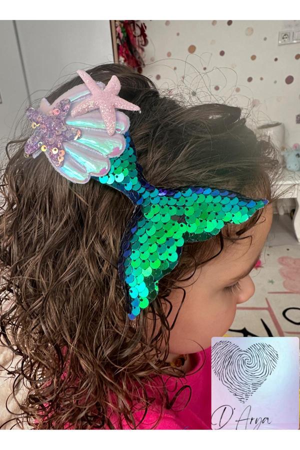 Darya Dd71 Yeşil Yanar Döner Deniz Kızı Kız Çocuk Toka - Image 1