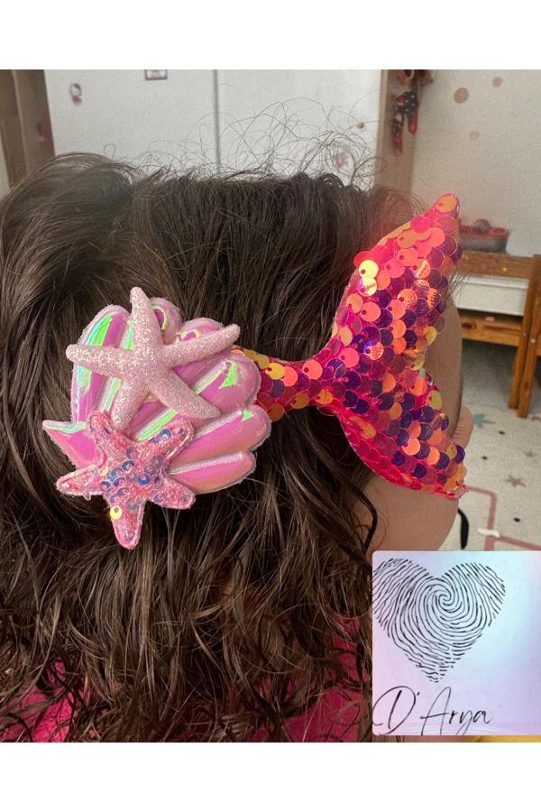 Darya Dd73 Pembe Yanar Döner Deniz Kızı Kız Çocuk Toka - Image 1