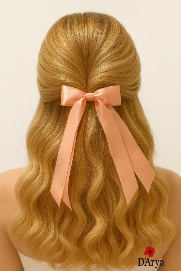 Darya Dd478 Nostaljik Yavruağzı Saten Kurdele Saç Tokası - Image 1