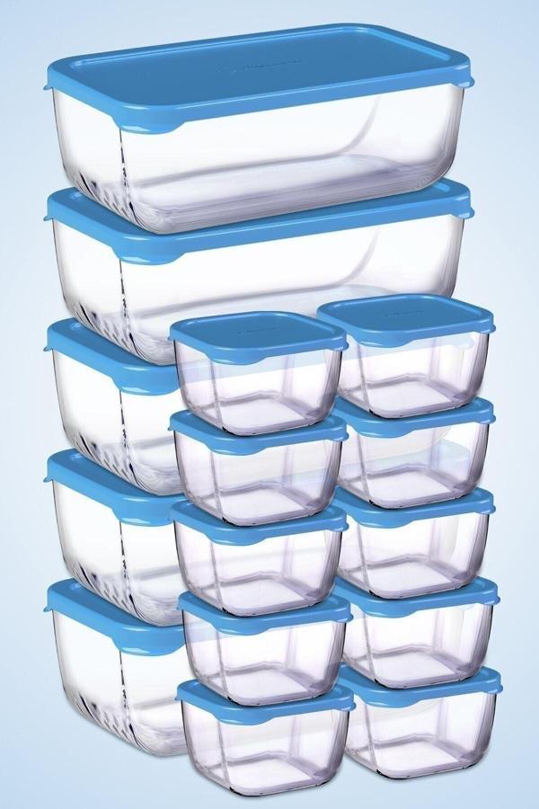 15 Parça Snowbox Mavi Veya Yeşil Kapaklı Saklama Kabı Takımı / 5 Büyük 10 Küçük / Özel Set - Image 1