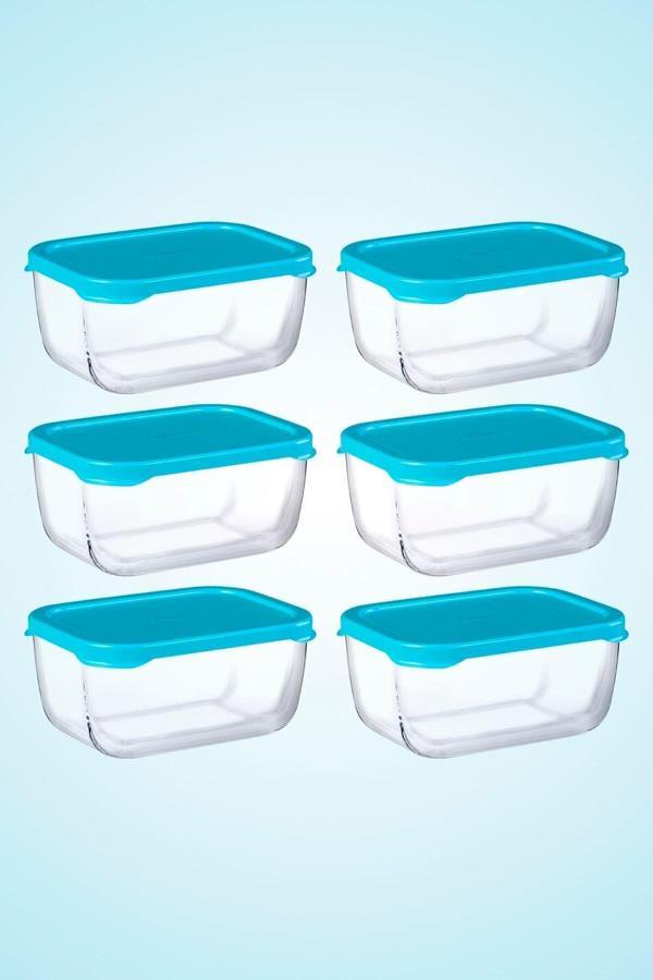 53733 6'lı Snowbox Saklama Kabı Takımı - 420cc - Mavi Kapaklı - Image 1