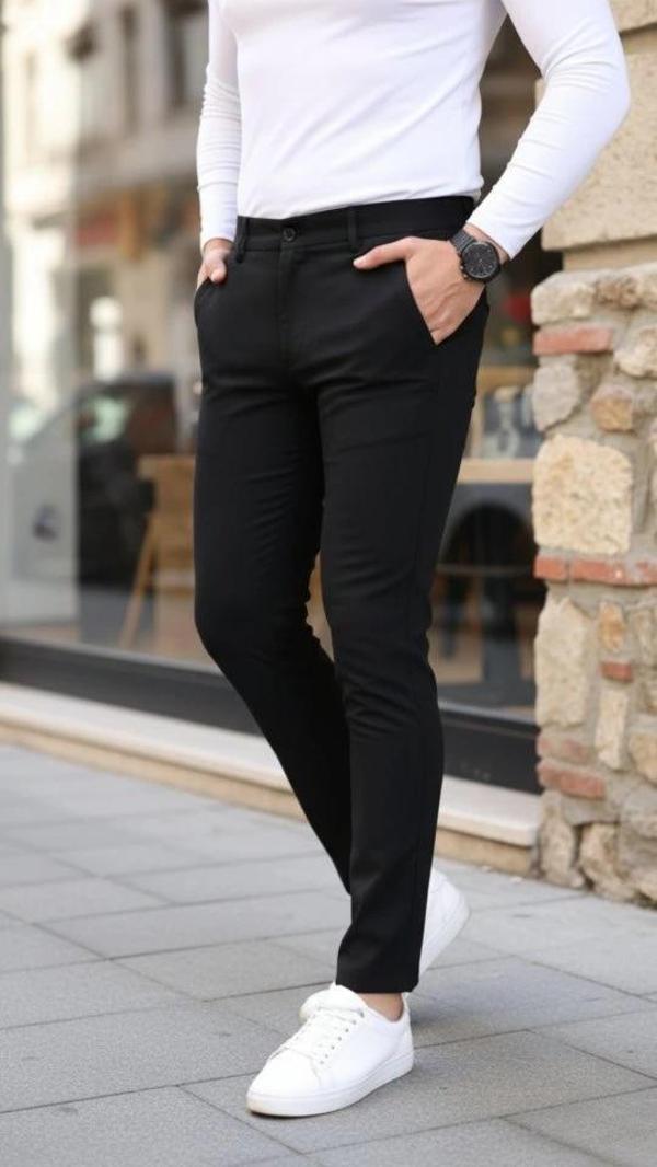 MDB Erkek Slim Fit Likralı Gabardin Pantolon - Image 1