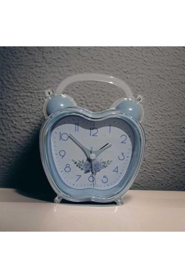 Menuzer Ev Dekoru Için Sevimli Çalar Saat, Alarm Seçenekli, Kalpli Tasarım, Net Ve Sesli Alarmlı(Mavi) - Image 1