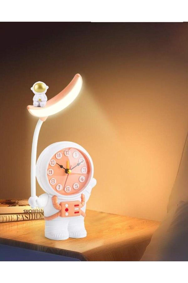 Menuzer 3'Ü 1 Arada Lamba + Saat + Alarm Astronot Ay Masası - Image 1