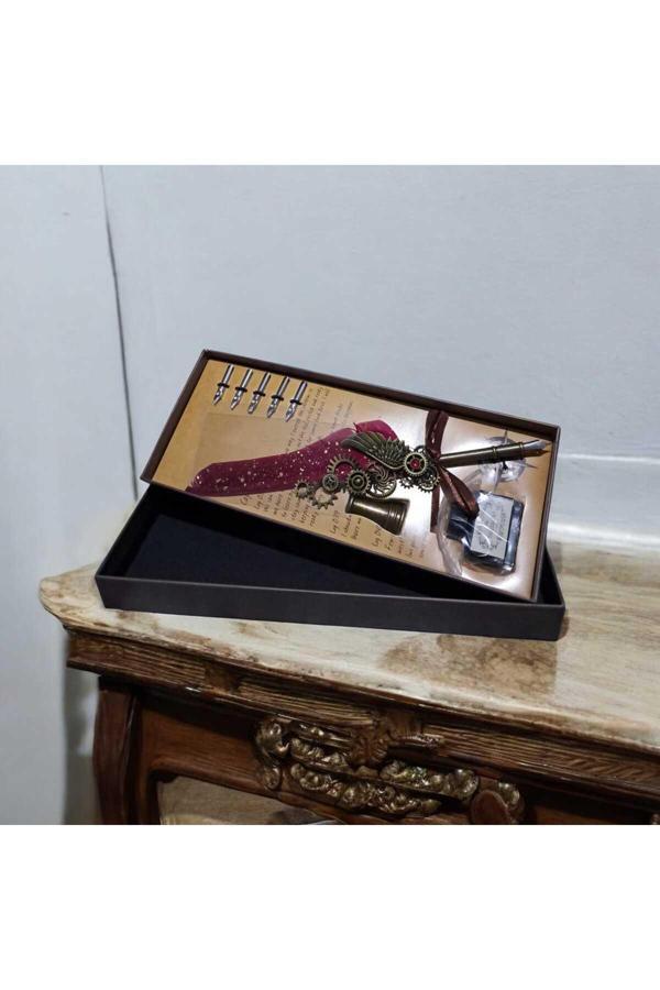 Menuzer Mürekkepli Tüylü Divit Kalem Seti - Image 1