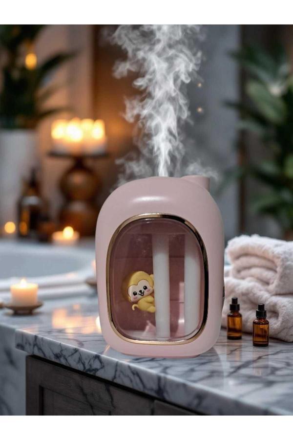 Menuzer Sevimli Hayvan Figürlü Çift Püskürtmeli Nemlendirici(Beyaz-Pembe) - Image 1