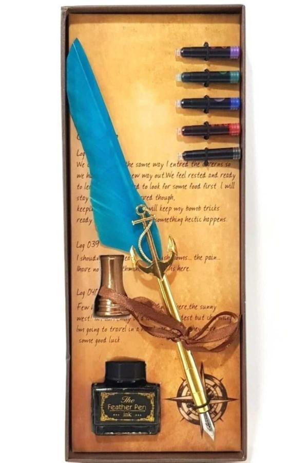 Menuzer Çok Renkli Tüylü Kalem Divit Seti - Image 1