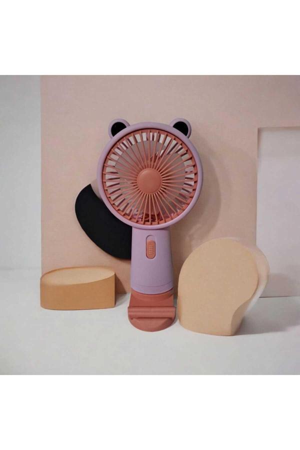 Menuzer Taşınabilir Fan + Telefon Standlı | Usb El Tipi Mini Fan | Sevimli Fan Cep Telefonu Standart Tutucu - Image 1