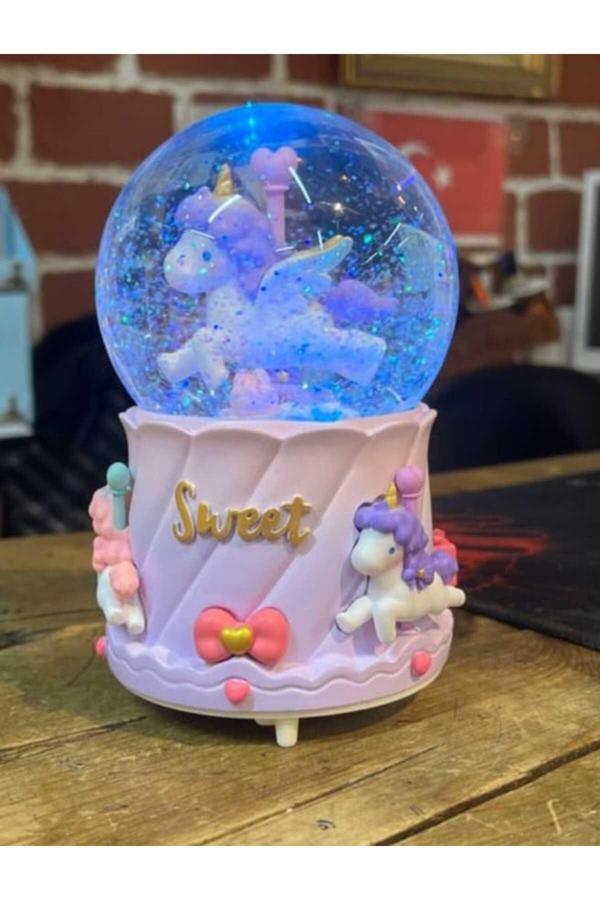 Menuzer Mega Boy Kar Küresi Full Otomatik Kar Püskürtmeli Işıklı Müzikli Büyük Boy Cam Süs - Image 1