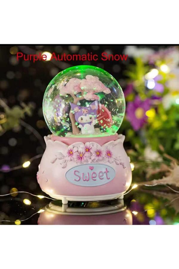 Menuzer Sevimli Karikatür Motorlu Püskürtmeli Kristal Top Müzik Kutusu Büyük Boy Cam Küre Süsü - Image 1