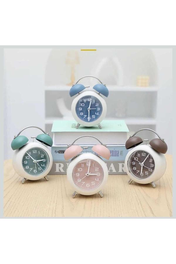 Menuzer Başucu Çalar Saatler, Çift Zil Analog Masa Saati, Pille Çalışan Yüksek Alarmlı Süper Sessiz Saat - Image 1