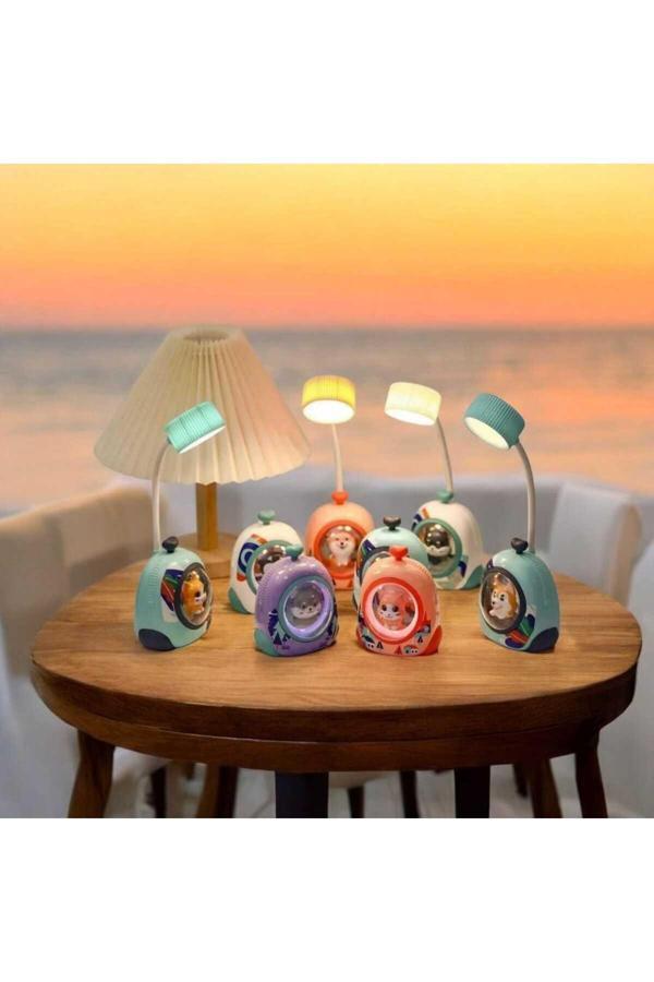 Menuzer Çok Renkli Sevimli Hayvan Kabinli Çocuk Masa& Gece Lambası Rgb Led Esnek Başlıklı Gece Lambası - Image 1