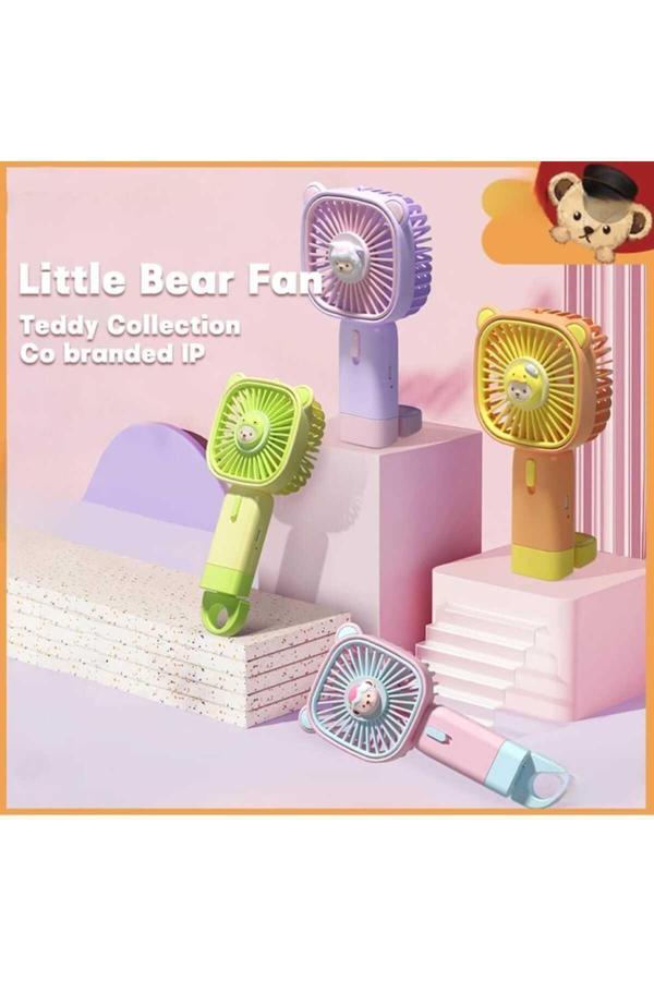 Menuzer Oyuncak Ayı Koleksiyonu Karikatür Mini Fan Usb Şarj Edilebilir Taşınabilir El Fanı (800Mah)(Yeşil) - Image 1