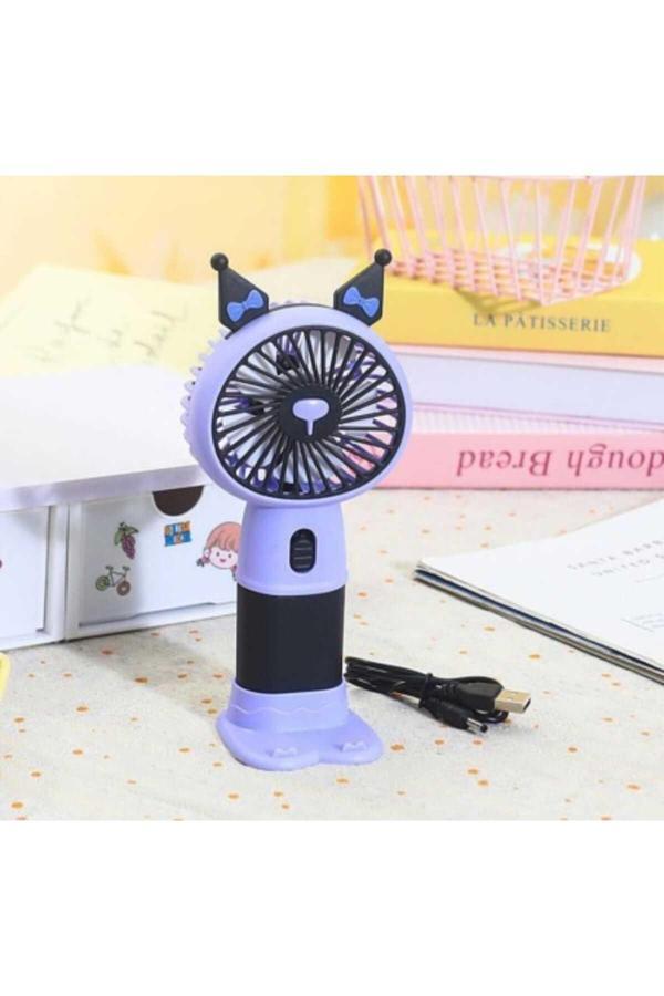 Menuzer Sevimli Karakterler Mini El Fanı(Siyah) - Image 1