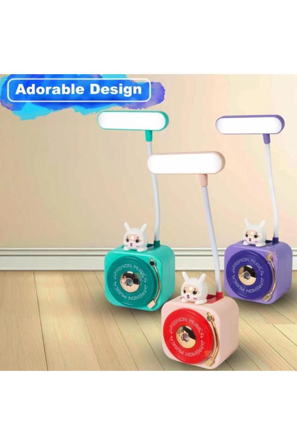 Menuzer Mini Masa Lambası Dj Karakterli Sevimli Kalemtraşlı & Kalemlikli Şarjlı - Image 1