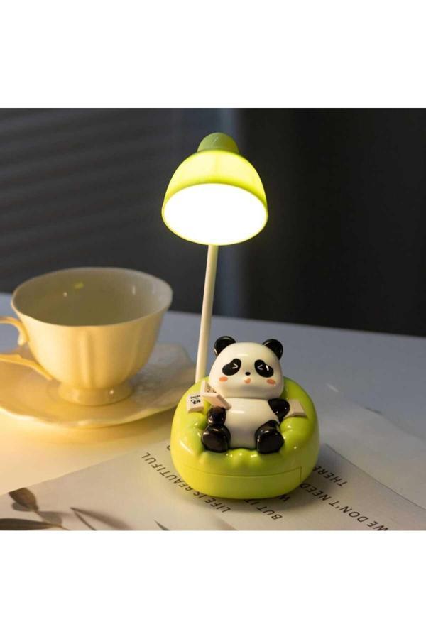 Menuzer Panda Başucu - Masa Lambaları, Şarj Edilebilir Kanepe Çekmeceli, 3 Işık Modu(Yeşil Ve Bej Renkler) - Image 1