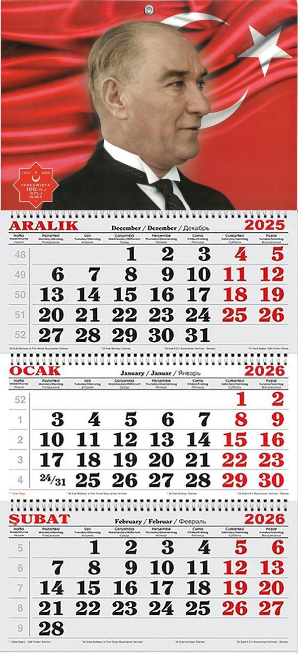 2026 Yılı Gemici Takvimi-Atatürk ve Türk Bayrağı - Image 1