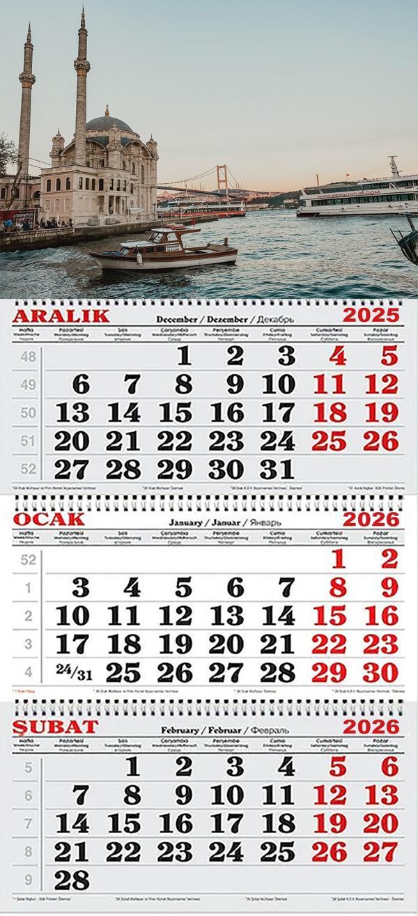 2026 Yılı Gemici Takvimi----İSTANBUL ORTAKÖY VE BOĞAZ MANZARASI - Image 1