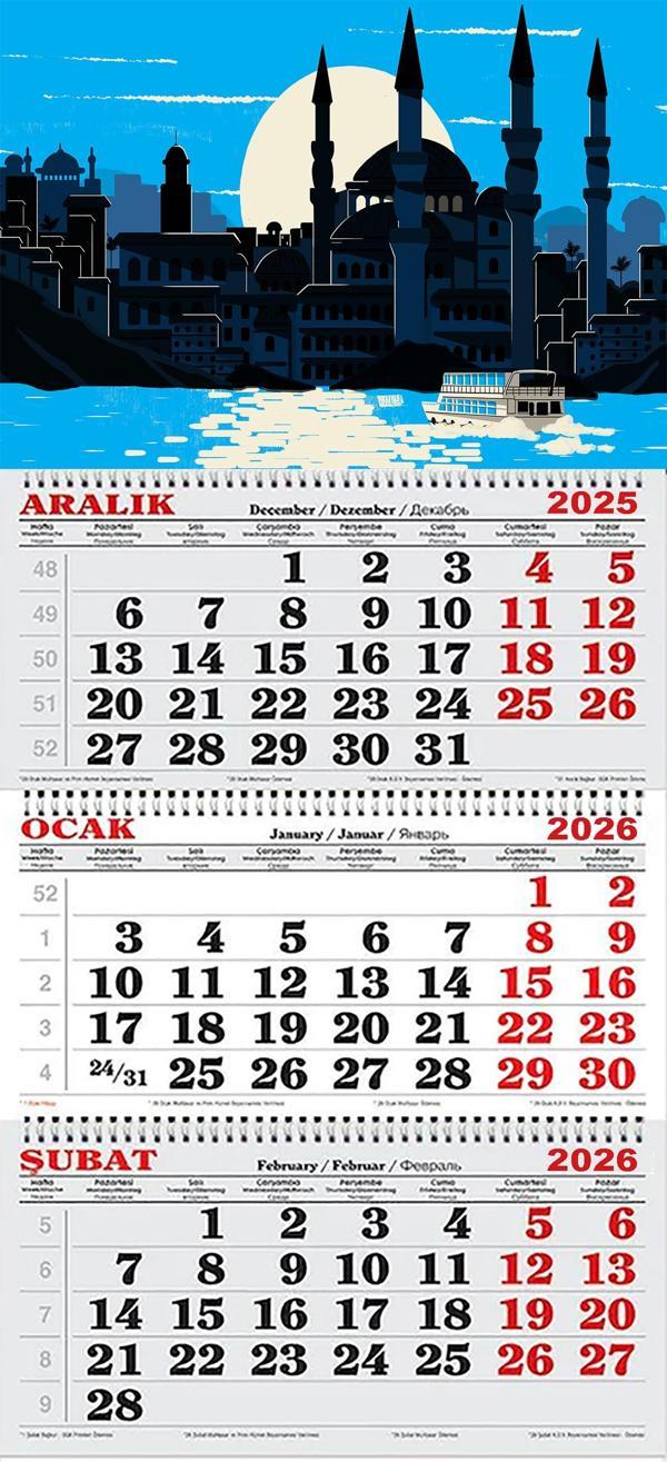 2026 Yılı Gemici Takvimi-Ay Işığında İstanbul ve Boğaz Çizim - Image 1