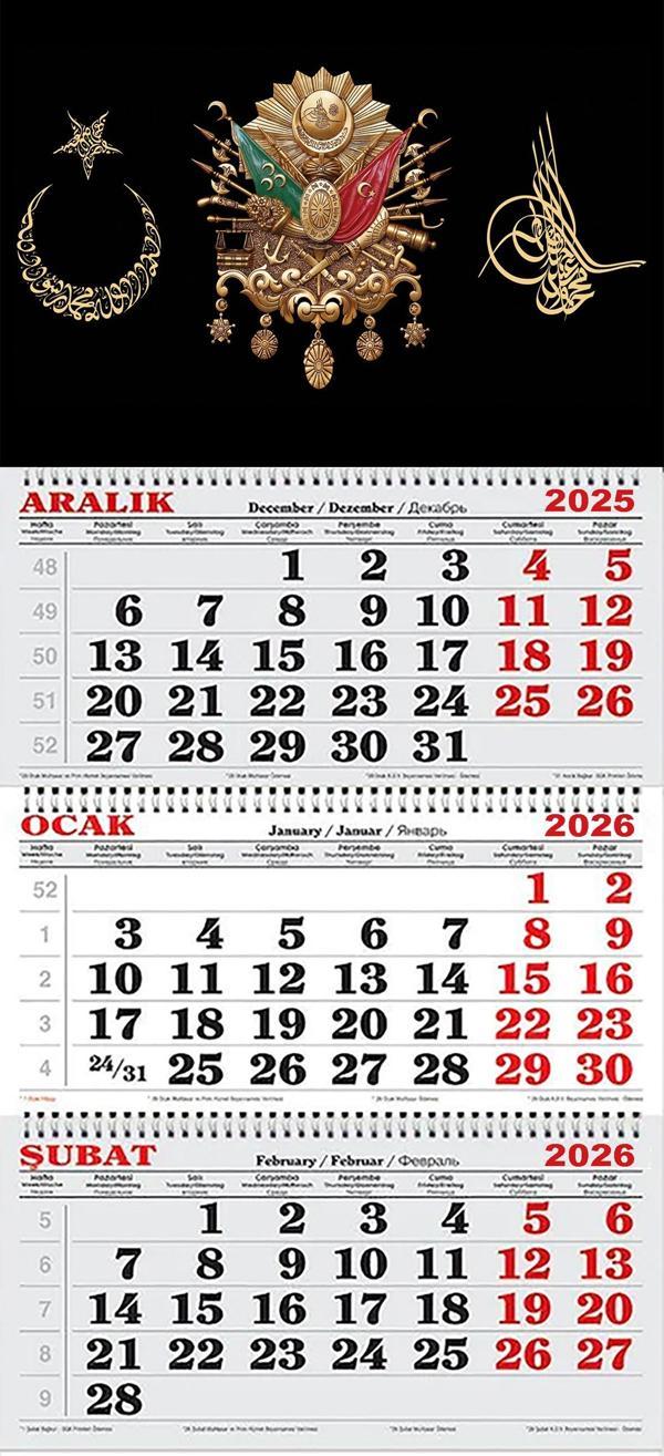 2026 Yılı Gemici Takvimi-Osmanlı Arması ve Tuğra - Image 1