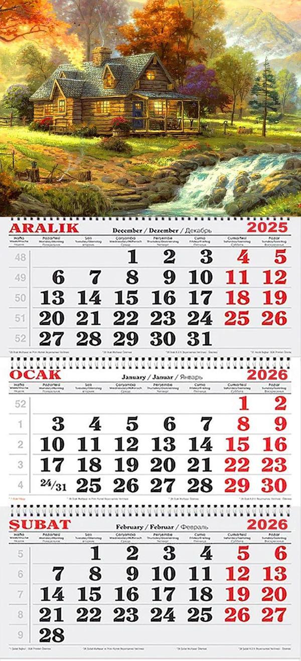 2026 Yılı Gemici Takvimi-Sıcak Bir Kış Masalı–Kır Evi Temalı Takvim - Image 1