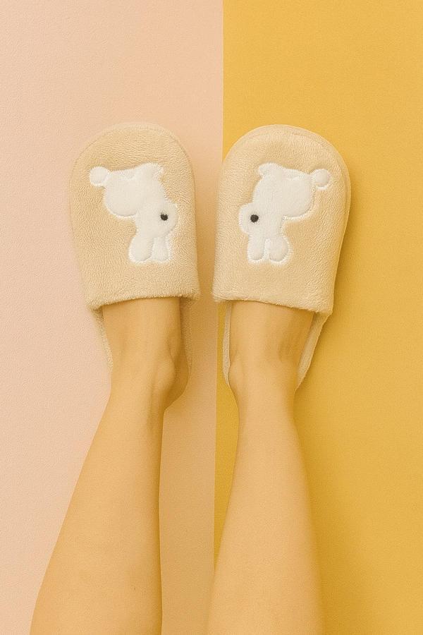 LAPINO Tavşanlı Kadın Ev Terliği Günlük Rahat Kışlık Terlik - Image 1