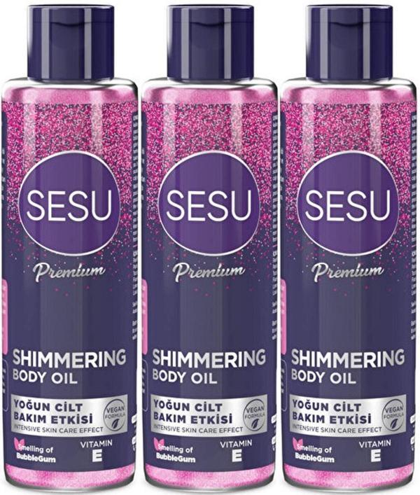 Sesu Simli Cilt Bakım Yağı 150ML (Shımmering Body Oıl) (3 Lü Set) - Image 1